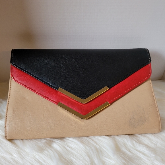 Aldo Cream & Black Envelope Clutch - Picture 2 of 7